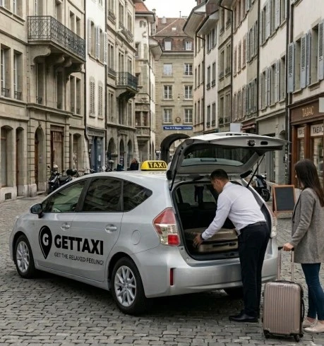 Chauffeur Get Taxi aidant un client avec ses bagages